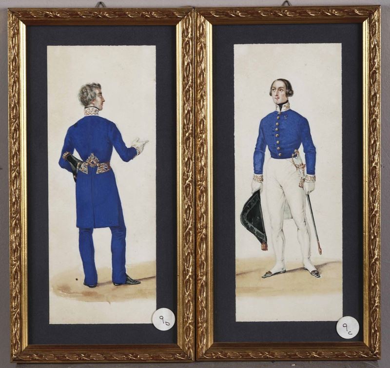 Artista del XIX secolo Modelli di uniforme di diplomatico  - Auction 19th and 20th Century Paintings | Timed Auction - Cambi Casa d'Aste