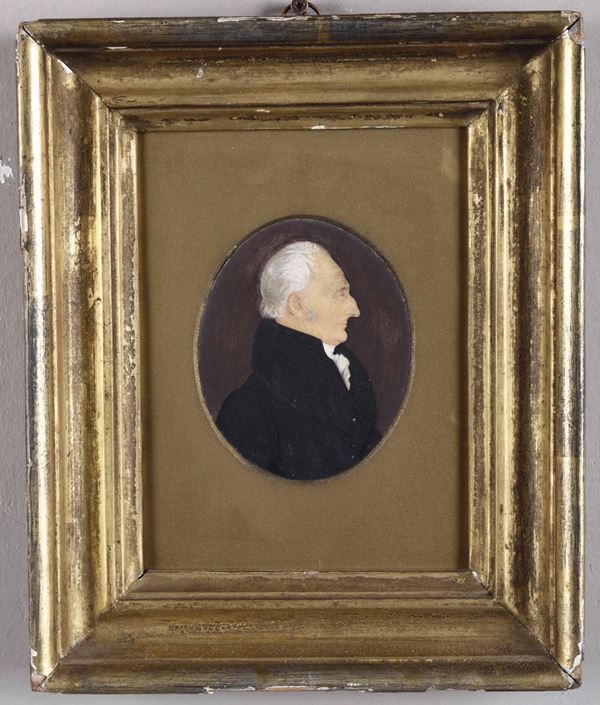 Artista del XIX secolo Ritratto di gentiluomo di profilo