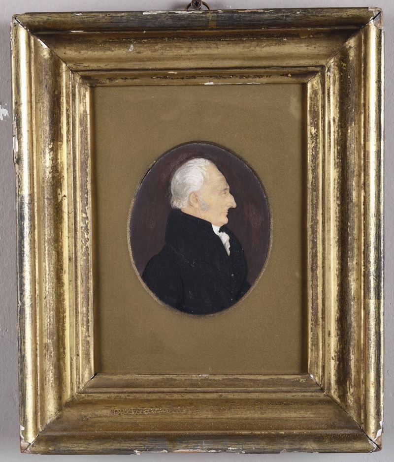 Artista del XIX secolo Ritratto di gentiluomo di profilo  - Asta Asta a Tempo | Forattini Time - Cambi Casa d'Aste