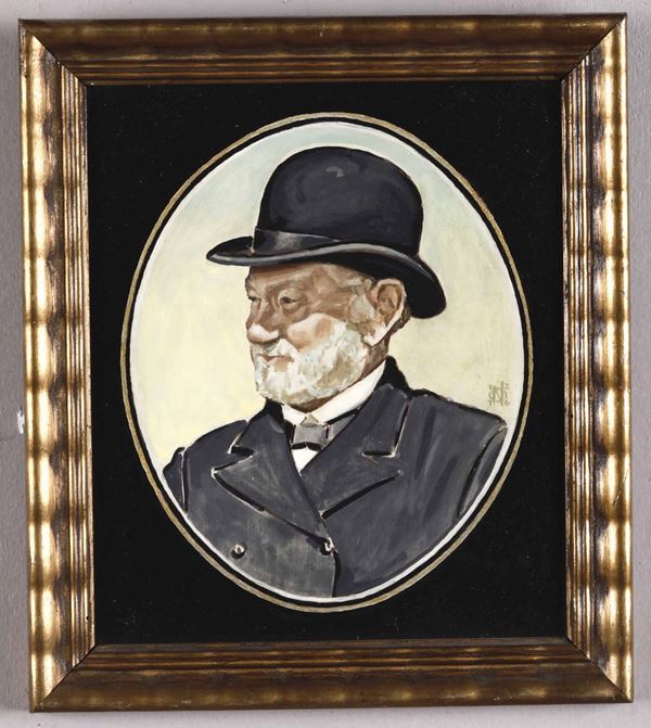 N. H. Brinch (1832 - 1915) Ritratto di anziano con cappello a bombetta