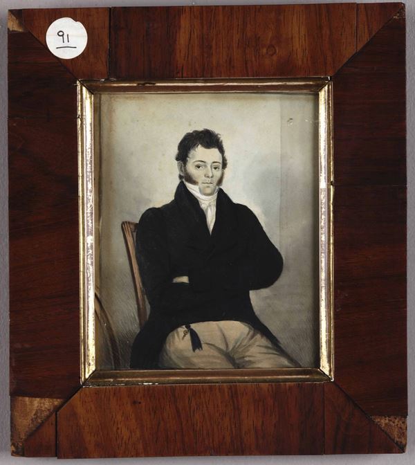 Artista della prima metà del secolo XIX Ritratto di gentiluomo seduto con braccia conserte