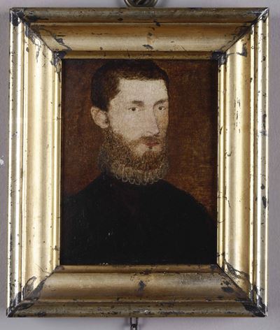 Artista Francese del XVI Secoloritratto di Gentiluomo in Abito Nero e Gorgiera