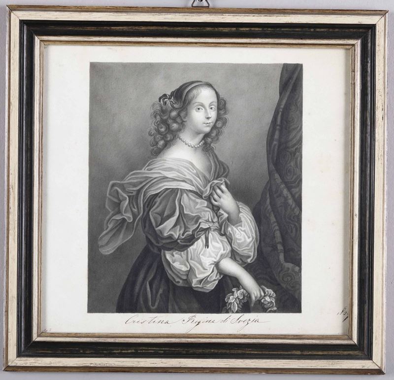 Artista del XIX secolo Ritratto di Cristina regina di Svezia, 1829  - Asta Asta a Tempo | Forattini Time - Cambi Casa d'Aste