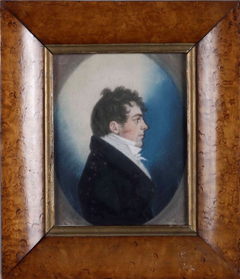 Artista della prima metà del XIX secolo Gentiluomo di profilo  - Auction Forattini Time | Timed Auction - Cambi Casa d'Aste
