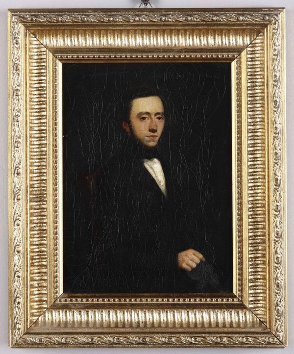 Artista della seconda metà del XIX secolo Ritratto di gentiluomo in nero