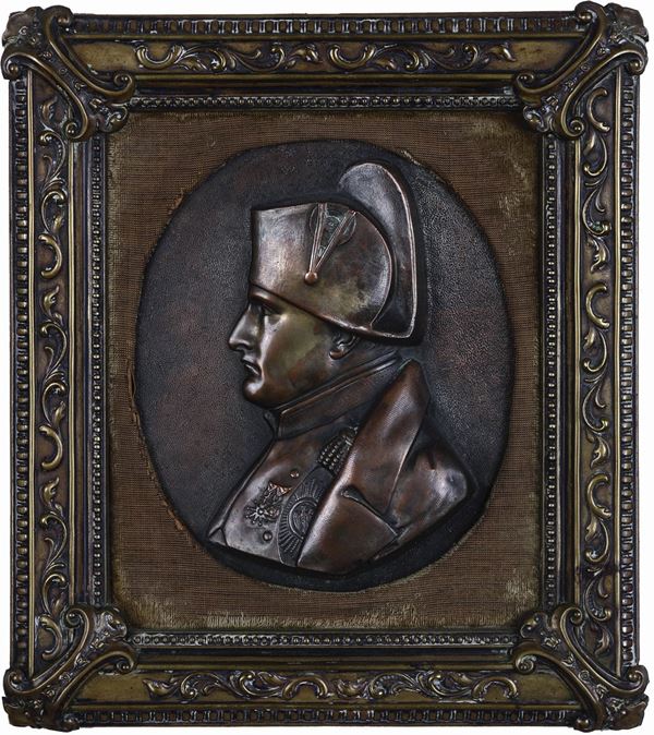 Rilievo su rame raffigurante profilo di Napoleone XIX-XX secolo