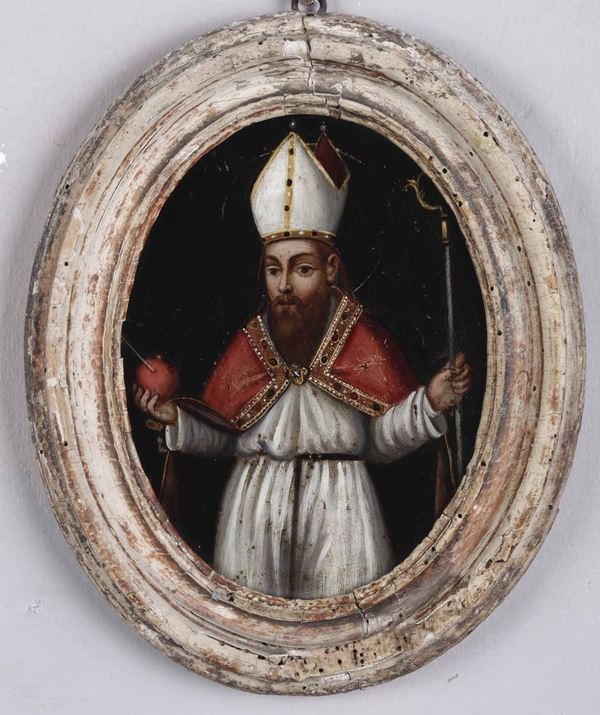 Artista del XVII secolo Ritratto di Santo Vescovo