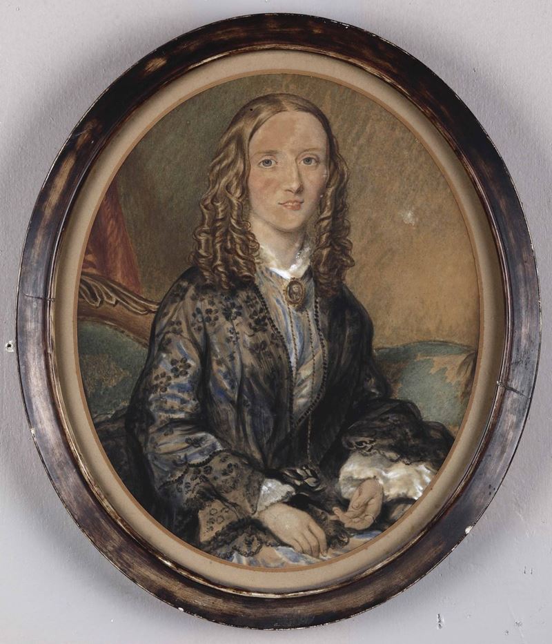 Artista del XIX secolo Ritratto di giovane donna  - Auction Paintings from the Giorgio Forattini collection | Timed Auction - Cambi Casa d'Aste