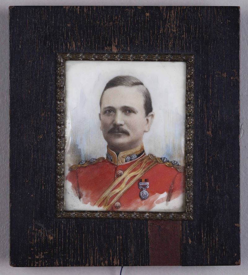Scuola XIX secolo Ritratto di ufficiale con giacca rossa  - Auction Forattini Time | Timed Auction - Cambi Casa d'Aste