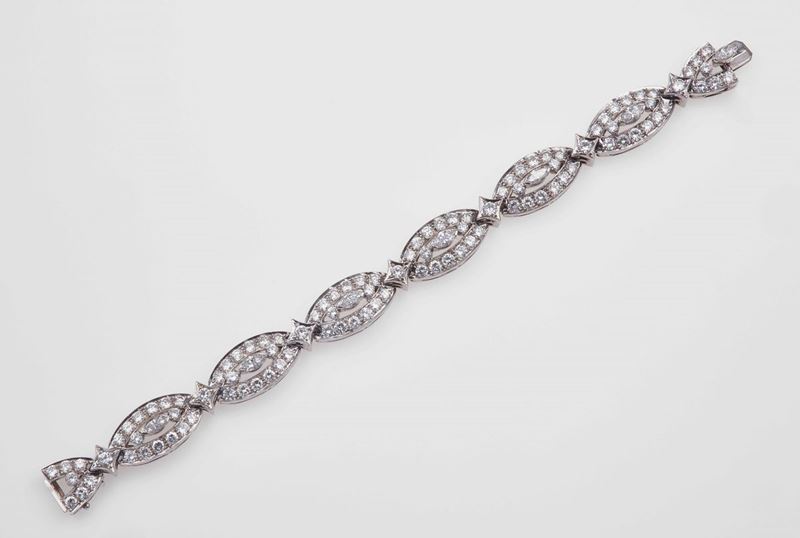 Bracciale con diamanti taglio brillante e navette  - Auction Fine Jewels - Cambi Casa d'Aste
