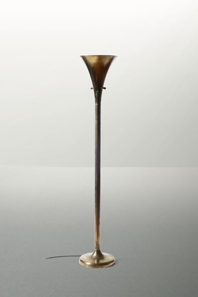 Lampada da Terra con Struttura, Base e Diffusore in Ottone.