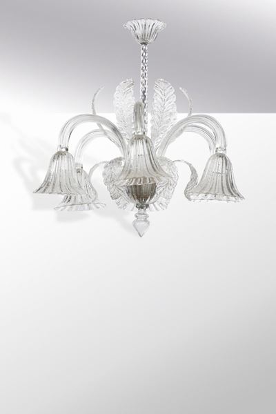 Lampada a Sospensione con Struttura in Metallo e Vetro di Murano.