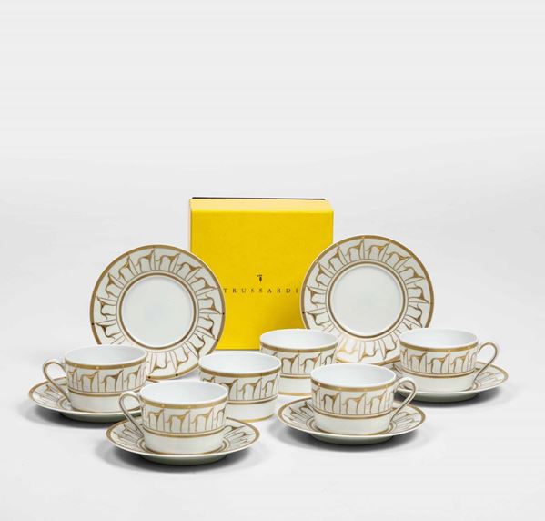 Sei tazze da tè Trussardi Limoges, fine del XX secolo