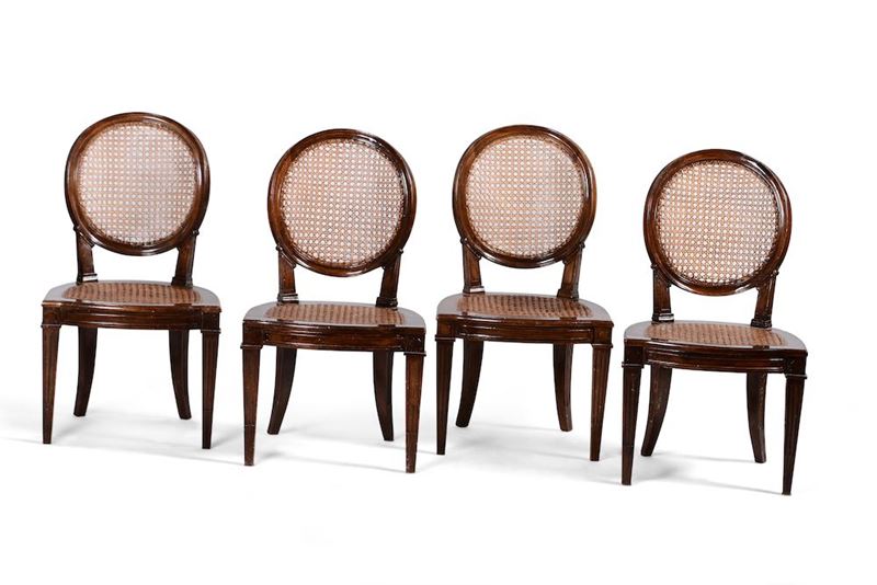 Quattro sedie in legno intagliato, XIX secolo  - Auction Furniture | Cambi Time - Cambi Casa d'Aste