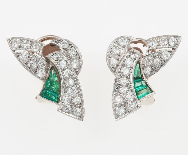 Orecchini con diamanti e smeraldi  - Asta Fine Jewels - Cambi Casa d'Aste