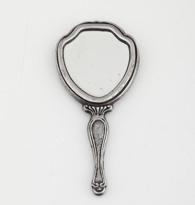 Modellino di Specchio da Toeletta in Argento. Italia XX Secolo