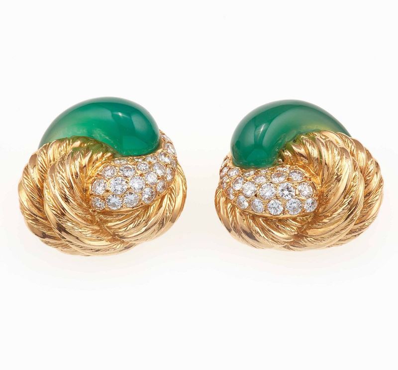 Van Cleef & Arpels. Orecchini con crisoprasio e diamanti  - Auction Fine Jewels - Cambi Casa d'Aste