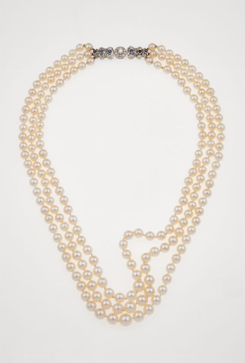 Collana a tre fili di perle  - Auction Jewels | Timed Auction - Cambi Casa d'Aste