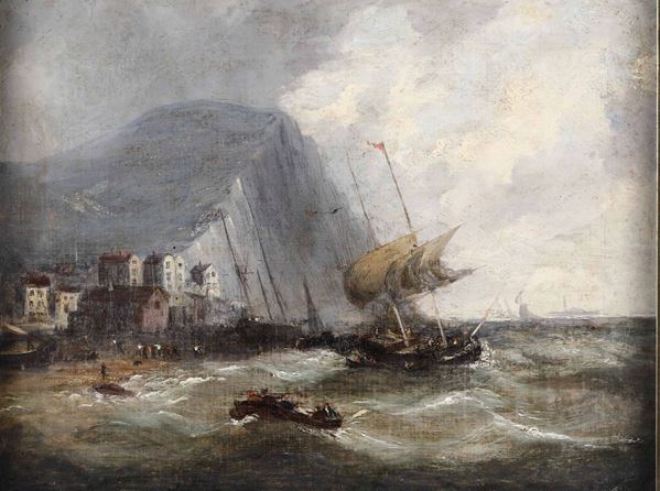 Scuola del XIX secolo Marina in tempesta