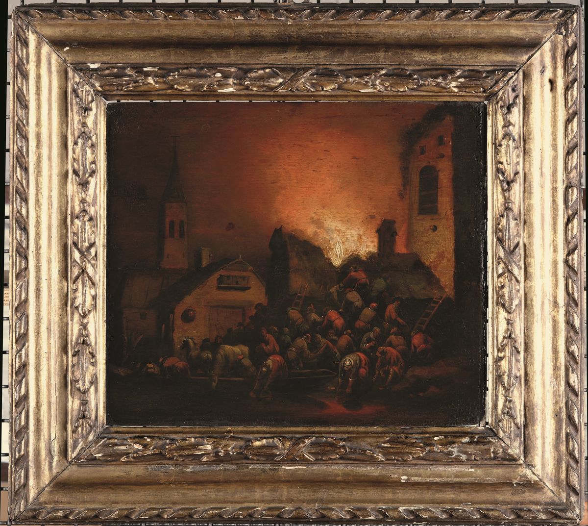Adriaen Lievensz Van Der Poel (delft 1628 - Leida 1671), Attribuito Aincendio