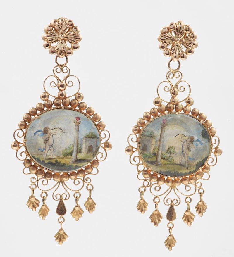 Orecchini sentimentali con miniatura  - Auction Jewels | Timed Auction - Cambi Casa d'Aste