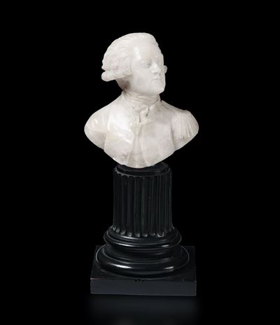 Busto di Gentiluomo in Alabastro. XIX Secolo