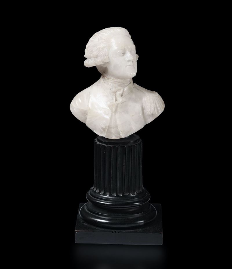 Busto di gentiluomo in alabastro. XIX secolo  - Asta La dimora romana di Giorgio Forattini - I - Cambi Casa d'Aste