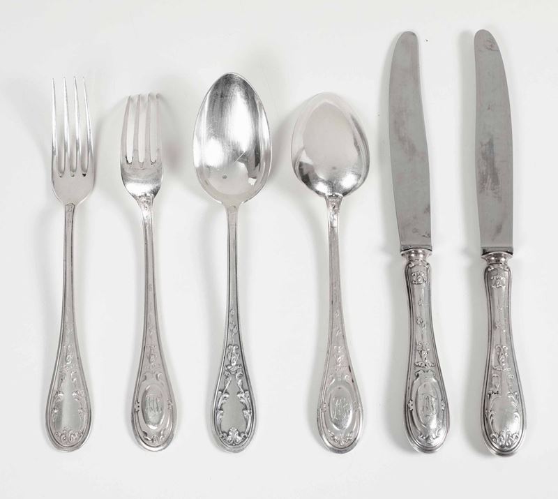 Servizio di posate da sei in argento, Italia XX secolo  - Auction Silvers and Object de Vertu - Cambi Casa d'Aste