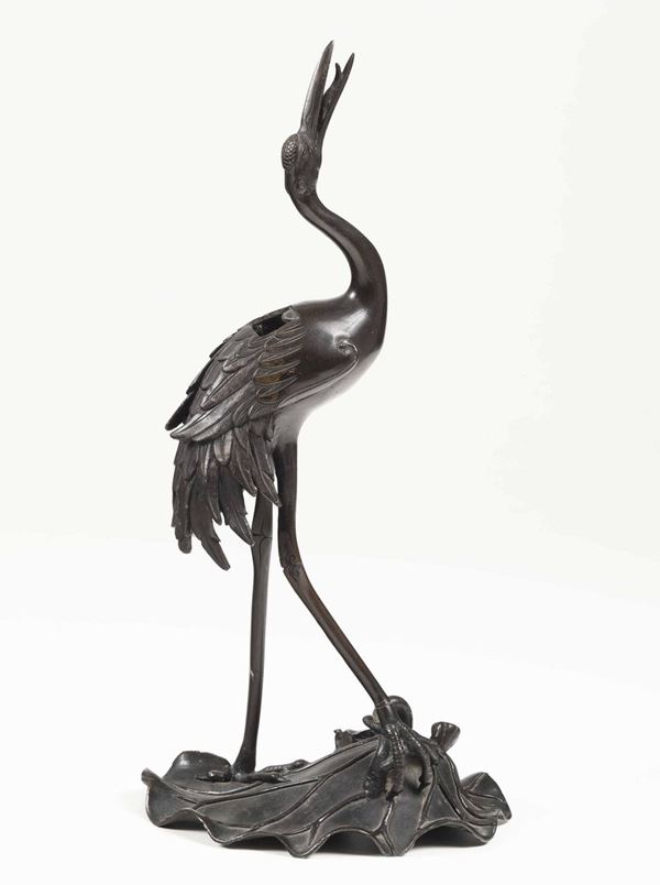 A bronze bird sculpture, Japan, Meiji period