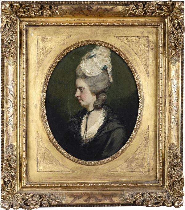 Joshua Reynolds (1723 - 1792), attribuito a Ritratto femminile di profilo