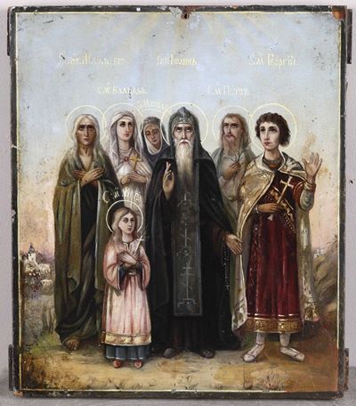 Icona Raffigurante Santi Martiri. Russia XX Secolo