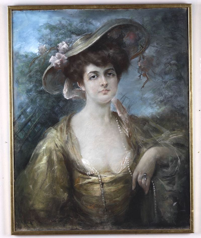 Pittore del XIX-XX secolo Ritratto femminile  - Asta La dimora romana di Giorgio Forattini - I - Cambi Casa d'Aste