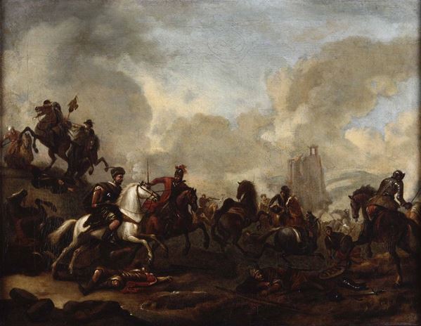 Scuola italiana del XVIII secolo Scontro di cavalleria