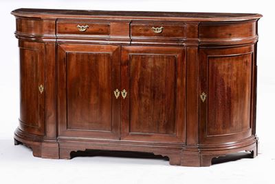 Credenza in Mogano a Quattro Sportelli e Due Cassetti, Linea a Demi Lunedì Inghilterra, XVIII Sec...