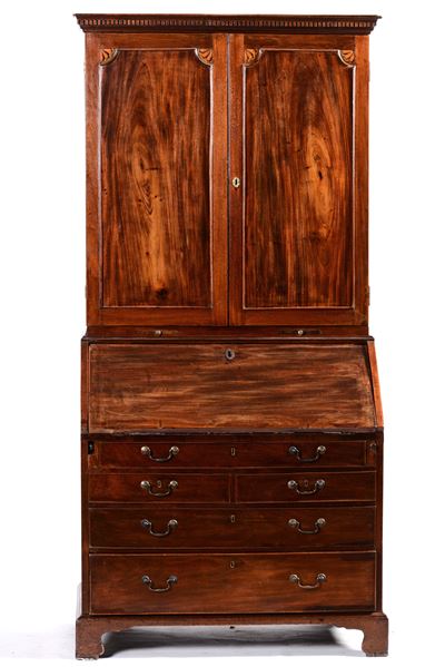 Inghilterra, Bookcase con scrittoio a ribalta in mogano, XVIII secolo