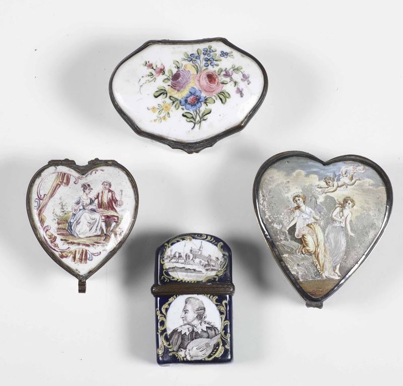 Quattro scatoline in metallo , XIX secolo  - Auction Timed Auction | Ceramics - Cambi Casa d'Aste
