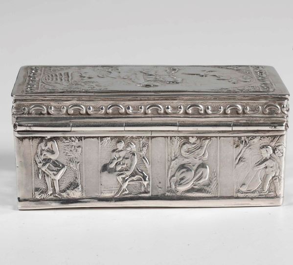 Quattro scatoline in argento, varie manifatture europee, XIX-XX secolo