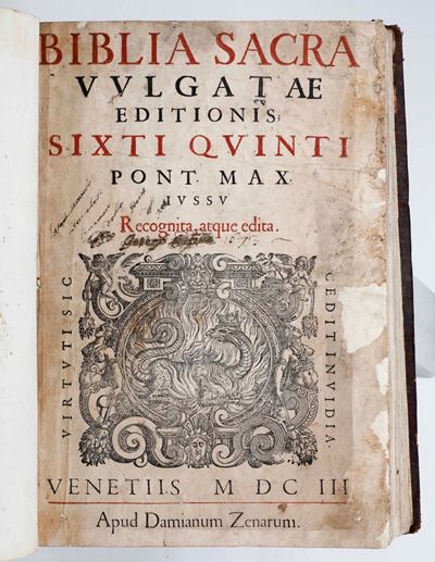Sacra Bibbia... Venezia, Zenari, 1603.