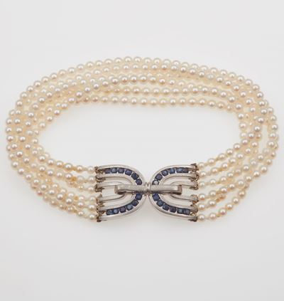 Bracciale con Piccole Perle e Zaffiri