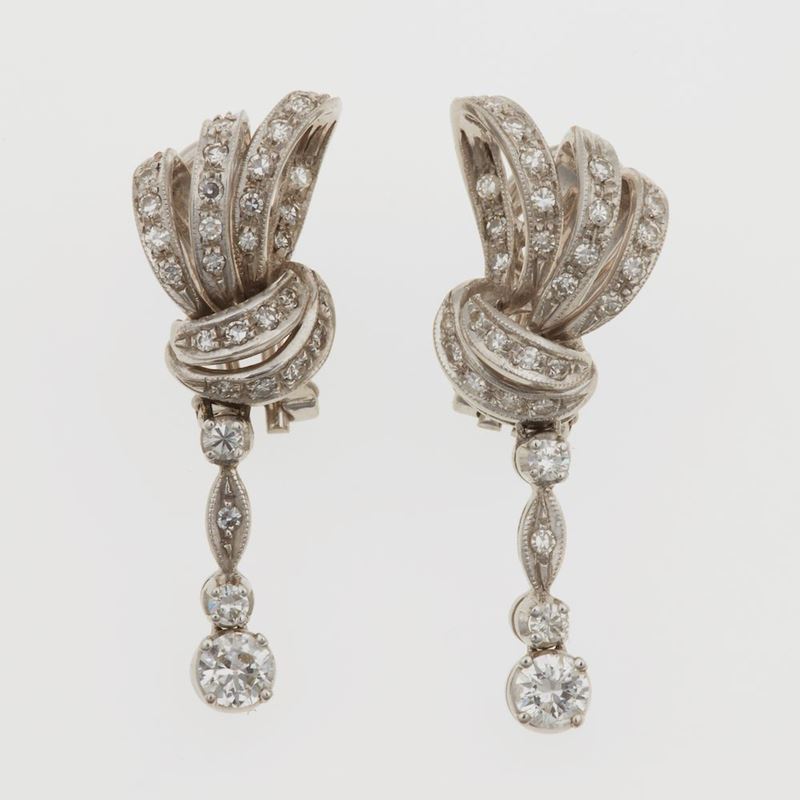 Orecchini pendenti con diamanti  - Auction Jewels | Timed Auction - Cambi Casa d'Aste