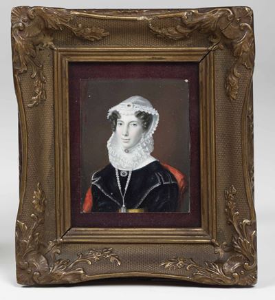 Miniatura Raffigurante Ritratto di Nobildonna. Scuola del XIX Secolo