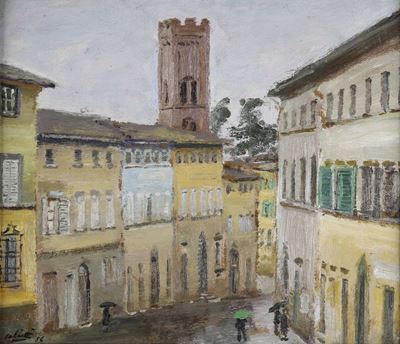 Alberto Salietti (1892 - 1961)scorcio Cittadino, 1956