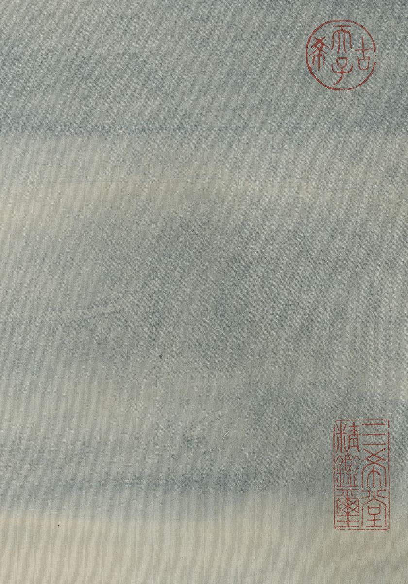 Dipinto su Seta Raffigurante Caccia al Cervo e Iscrizione da Giovanni Benedetto Castiglione, Cina...