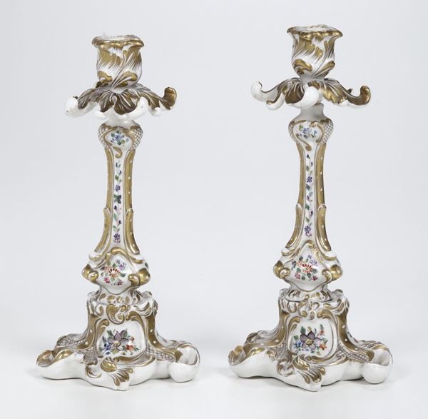 Coppia di candelieri Parigi o Boemia, XX secolo