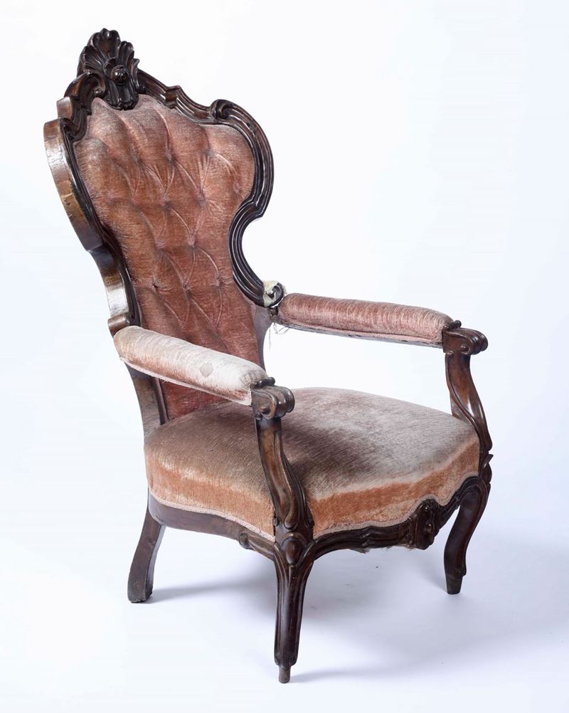 Poltrona in legno intagliato, XIX secolo  - Auction Timed Auction | Fine Art October - Cambi Casa d'Aste