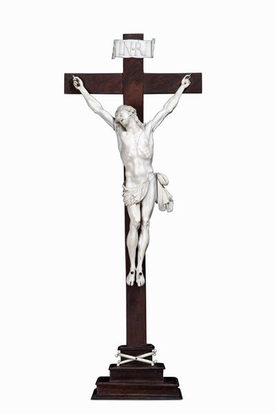 Cristo Vivo Avorio Scolpito e Legno Scultore Italiano del XVIII Secolo