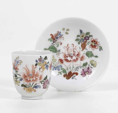 Una Tazza ed un Piattino Doccia, Manifattura Ginori, 1760 Ca.