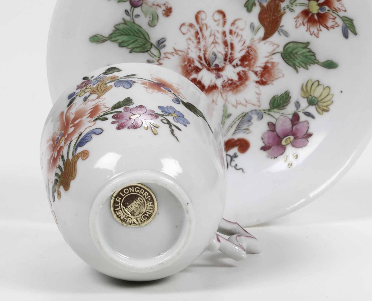 Una Tazza ed un Piattino Doccia, Manifattura Ginori, 1760 Ca.