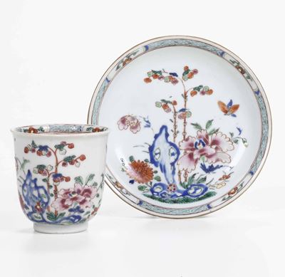 Una Tazza e un Piattino Probabilmente Doccia (tazza) e Cina Piattino, XVIII Sec.