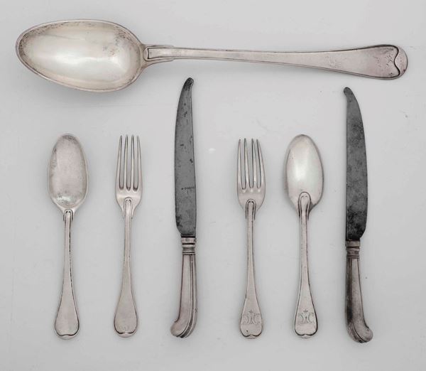 Servizio di posate in argento, in parte Torino inizi XIX secolo